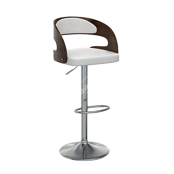 Stylish Barstool Bruno: Eco Leather, Walnut Veneer 3D model image 1