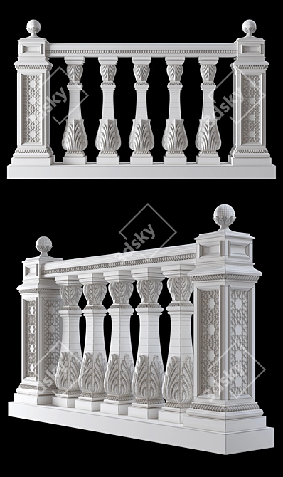 Oriental Style Baluster: CNC-ready Design 3D model image 3