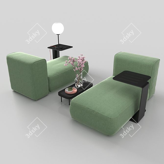 Contemporary Modular Sofa Set 3D model image 1