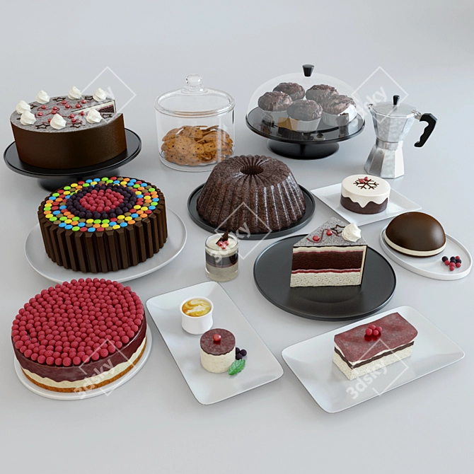 Delicious Delights: Cakes and Desserts 3D model image 1