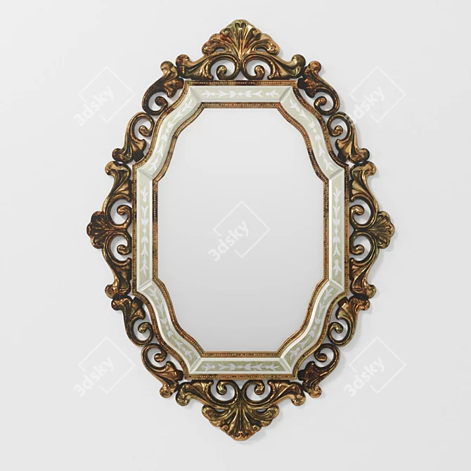 Antique Gold Verena Wall Mirror 3D model image 1