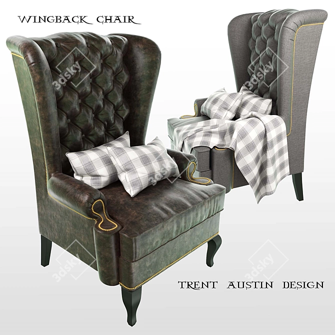 Trent Austin Wingback Chair (PRO) 3D model image 1