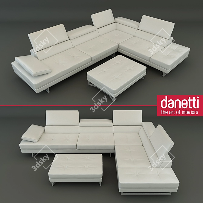 Modern Leather Corner Sofa 3D model image 1