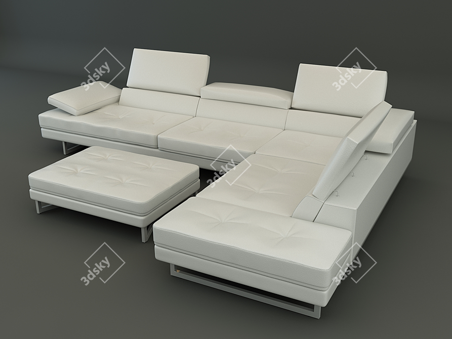 Modern Leather Corner Sofa 3D model image 3