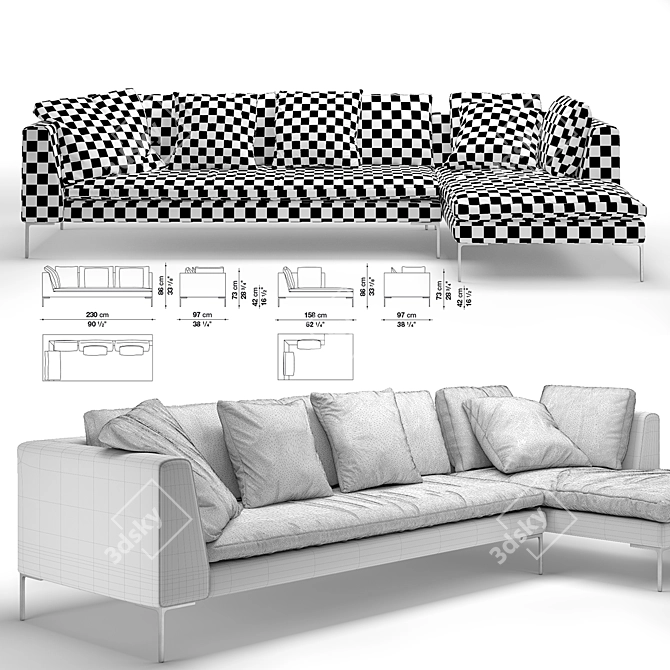 Contemporary B&B Italia Charles Sofa 3D model image 2