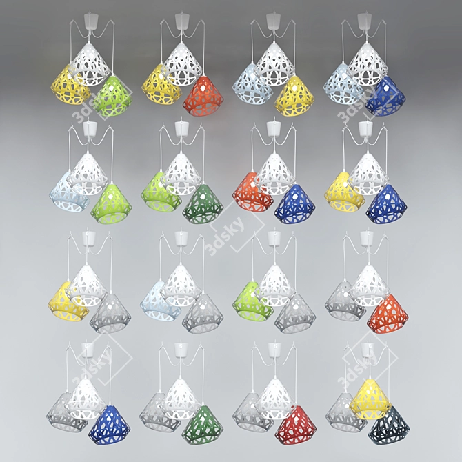 Zaha Light Tri-Color Chandelier 3D model image 2