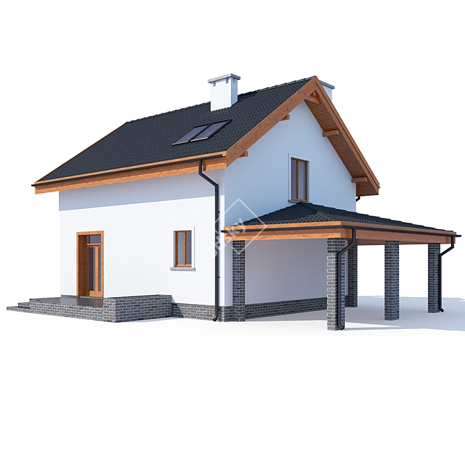 Sleek Modern Home Design 3D model image 2