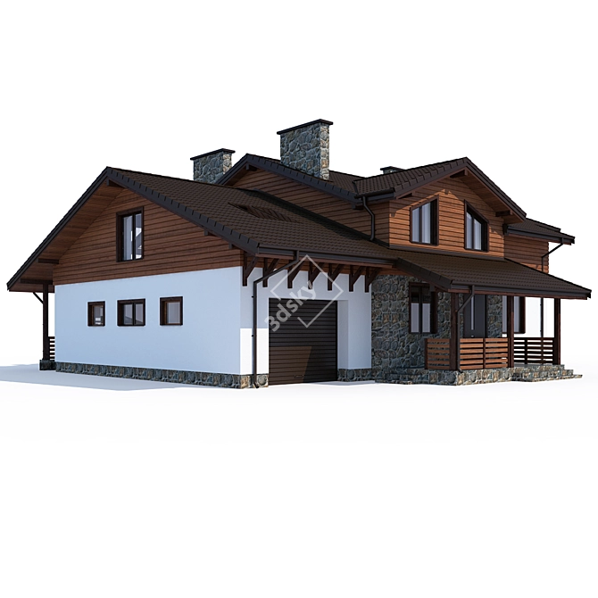 Modern Private House V14 3D model image 1