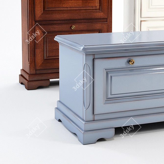 CAVIO Fiesole Entryway Set: Bench and Shoe Cabinets 3D model image 2