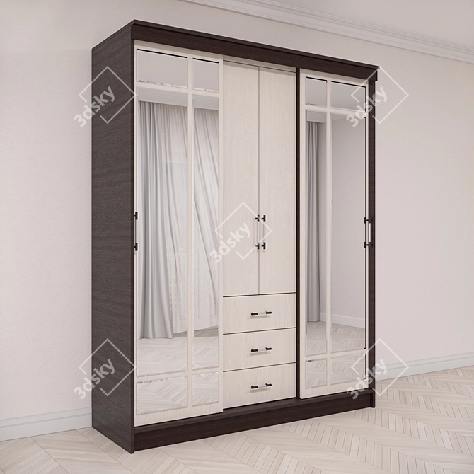 Modern 4-Door Storage Cabinet 3D model image 1