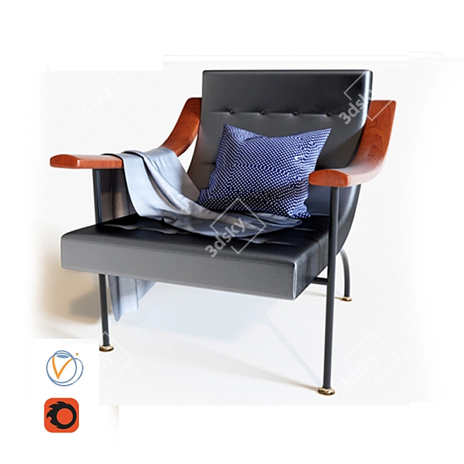 Modern Velvet Dining Chair 3D model image 1