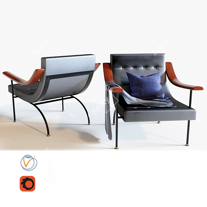 Modern Velvet Dining Chair 3D model image 2