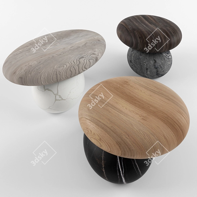  Marble and Wood Seating 3D model image 1