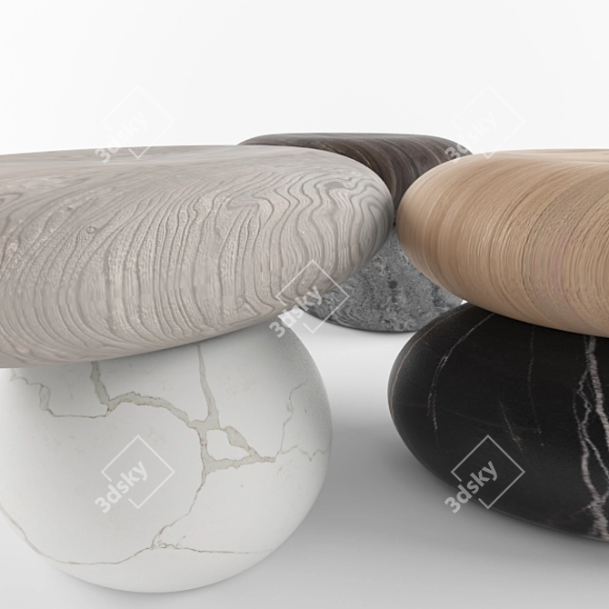  Marble and Wood Seating 3D model image 2