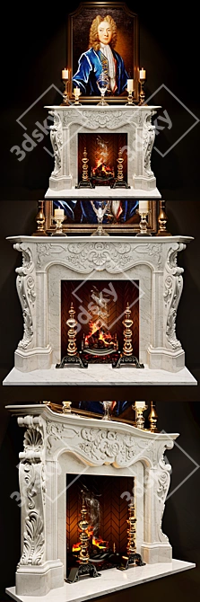 Elegant Louis XV Rococo Fireplace 3D model image 2