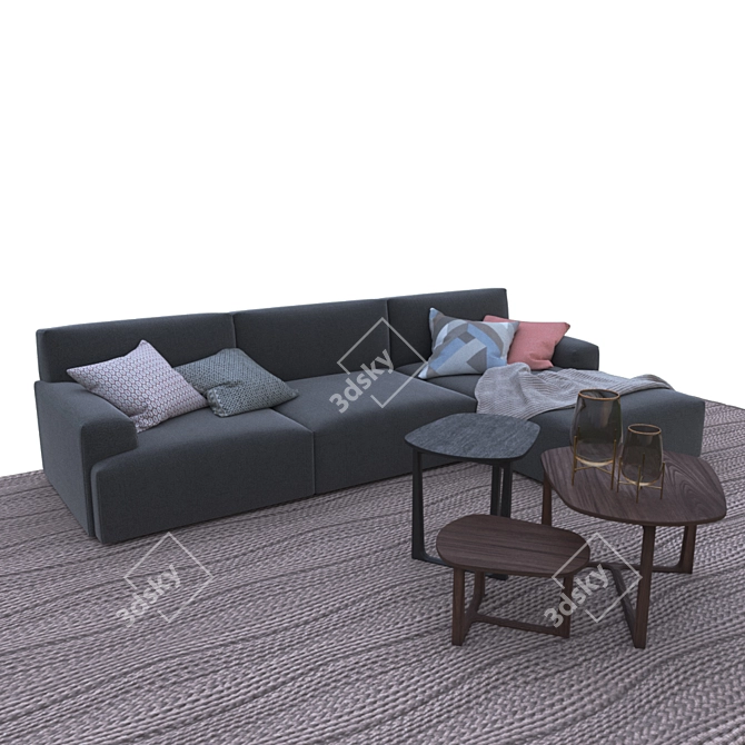 Elegant Poliform Sofa Set 3D model image 1
