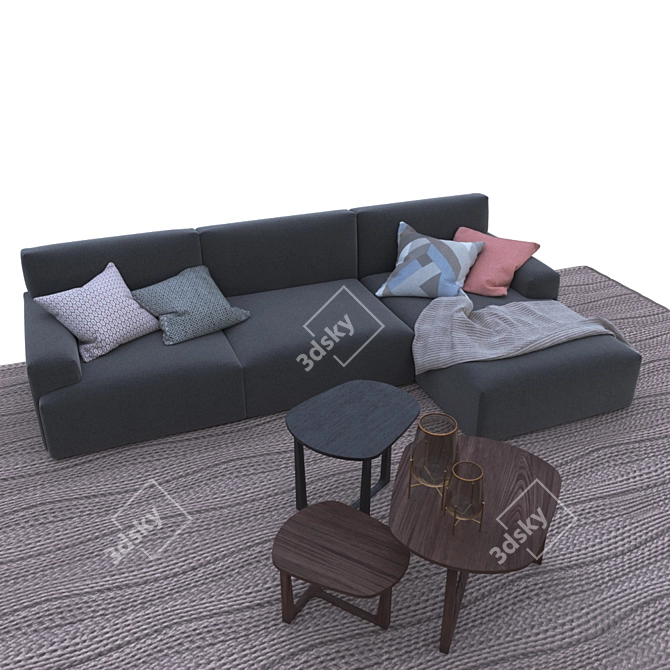 Elegant Poliform Sofa Set 3D model image 2