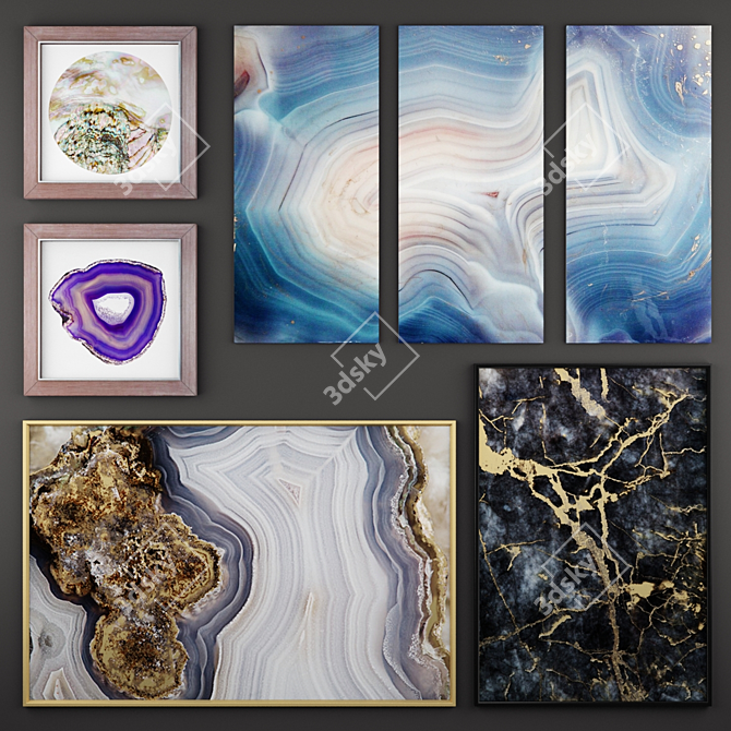 Mineral Masterpieces: Set of 10 Paintings 3D model image 1