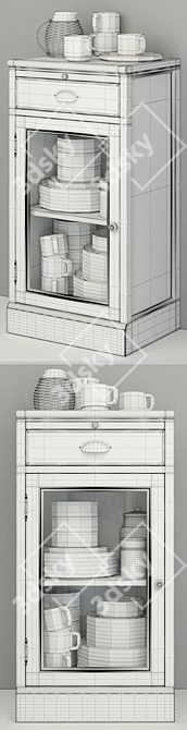 Modular Glass Door Cabinet 3D model image 3