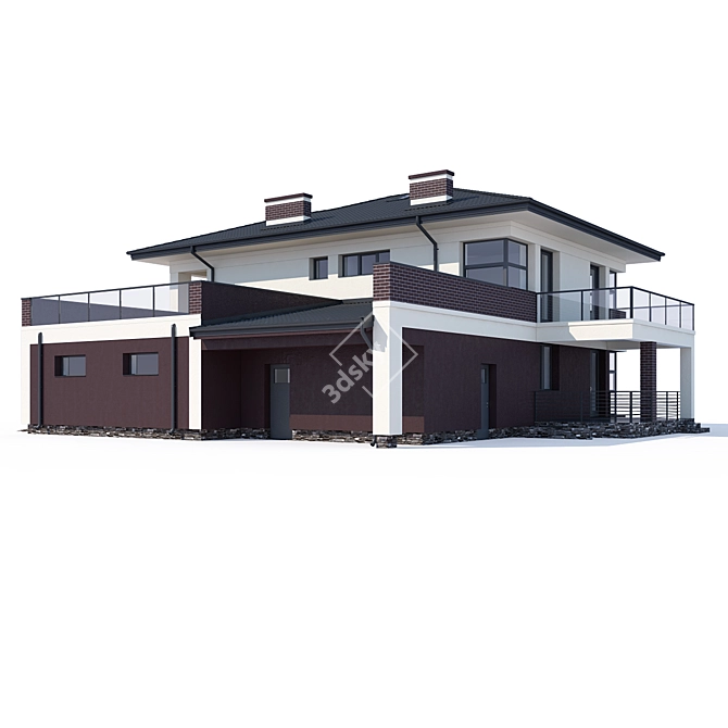 Modern Private House V24 3D model image 1