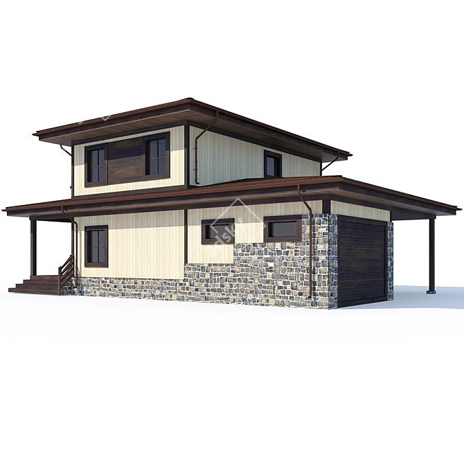 Modern Private House with Textures 3D model image 2