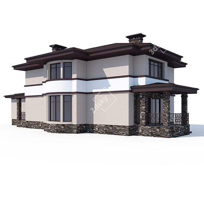 Modern Private House Design 3D model image 2