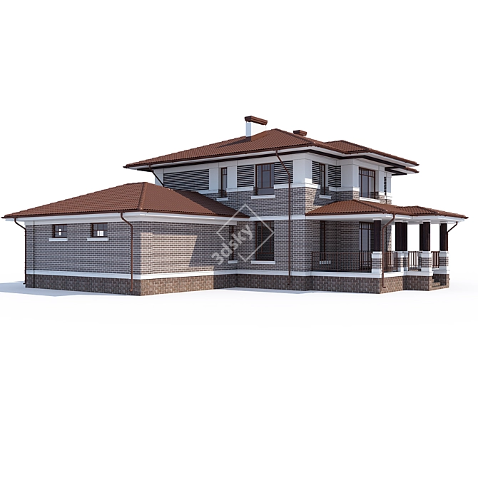 Modern Individual House Design 3D model image 2