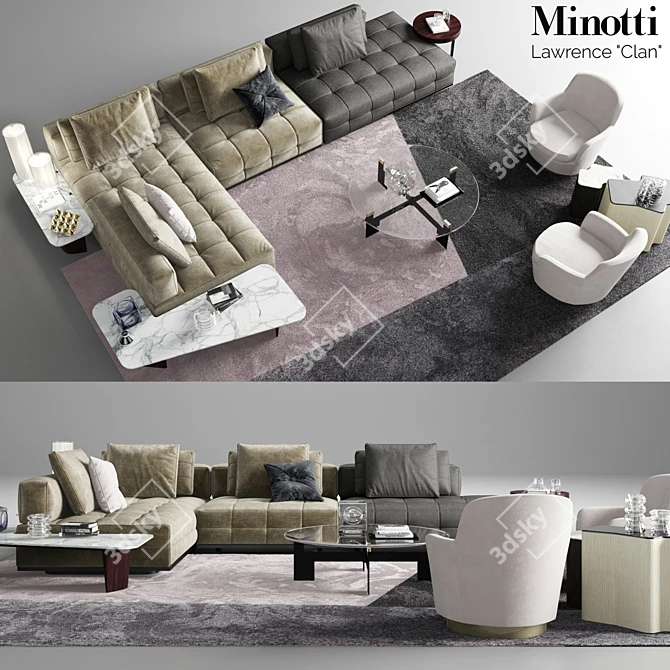 Modern Minotti Lawrence Clan Seating 3D model image 1