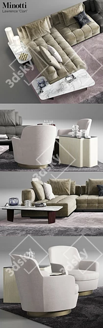 Modern Minotti Lawrence Clan Seating 3D model image 3