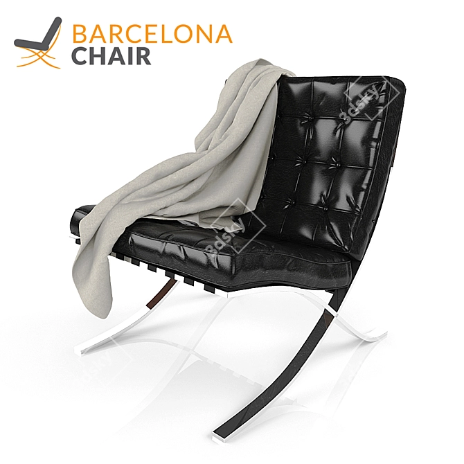 Sleek Barcelona Chair: Classic Elegance for Your Space 3D model image 1