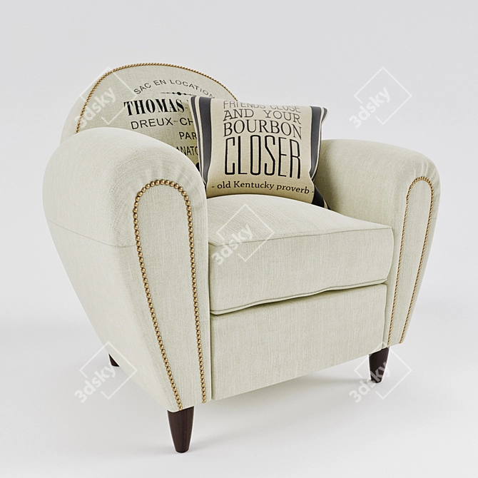 Modern Comfort: Gustave Armchair with HOLIC Cushion 3D model image 1