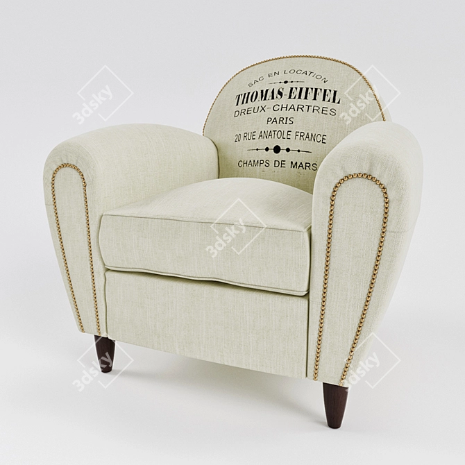 Modern Comfort: Gustave Armchair with HOLIC Cushion 3D model image 2