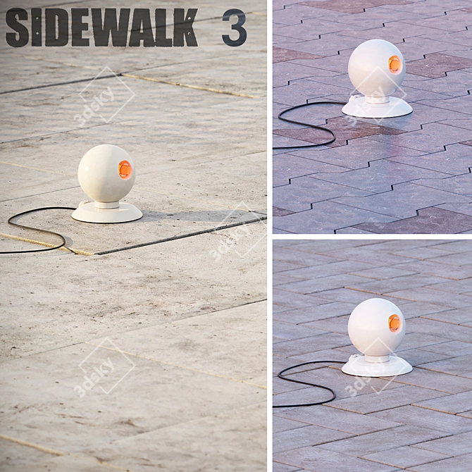 Versatile Sidewalk Tiles: 3 Patterns 3D model image 1