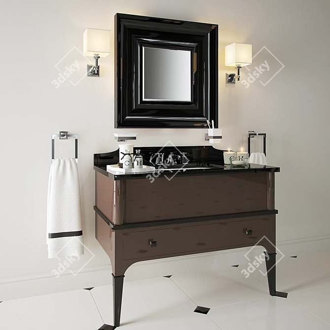 Elegant Devon Suite: Vanity, Mirror, Lamp 3D model image 2