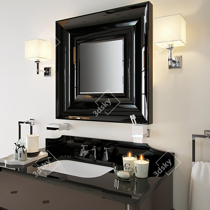 Elegant Devon Suite: Vanity, Mirror, Lamp 3D model image 3