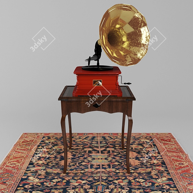 Vintage His Master's Voice Gramophone 3D model image 1