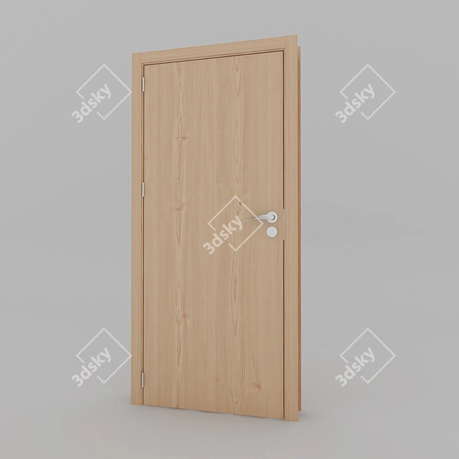 Elegant Oak Interior Door 3D model image 1