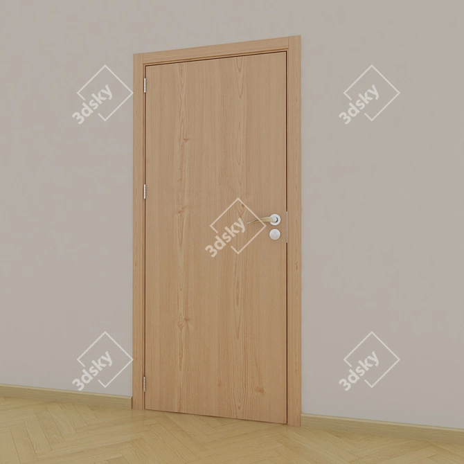 Elegant Oak Interior Door 3D model image 2