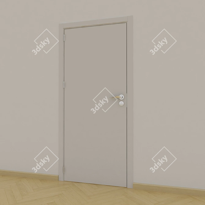 Elegant Oak Interior Door 3D model image 3