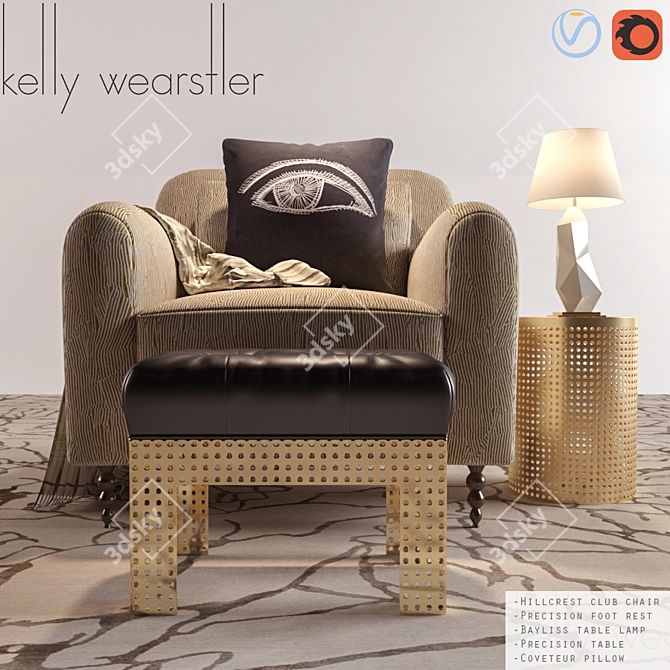 Luxury Kelly Wearstler Furniture Set 3D model image 1