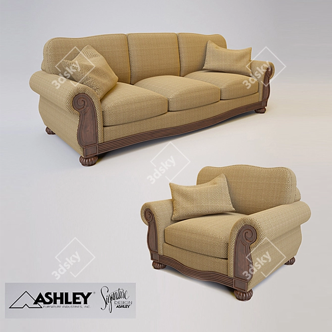 Modern Ashley Lynnwood Sofa and Armchair 3D model image 1