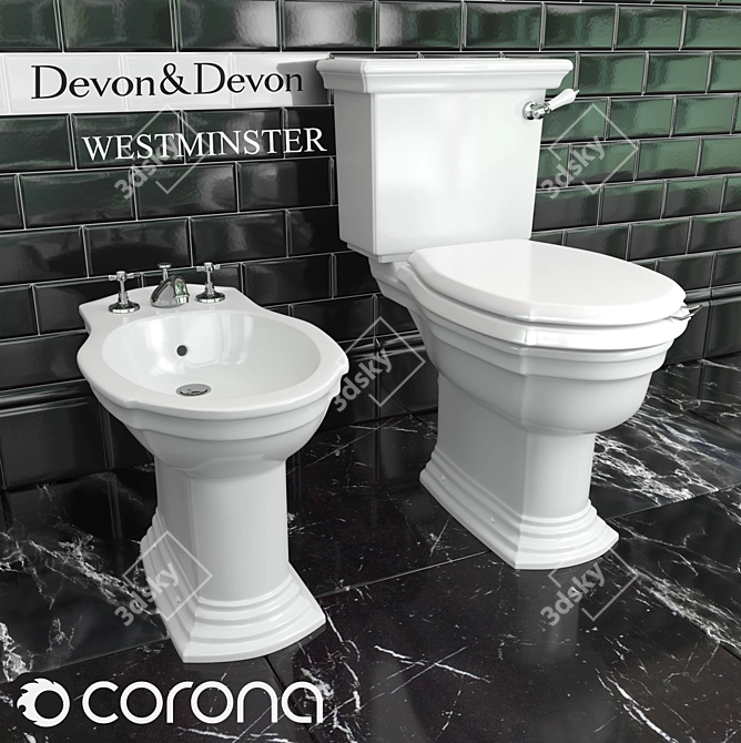 Devon & Devon Westminster Toilet and Bidet 3D model image 1