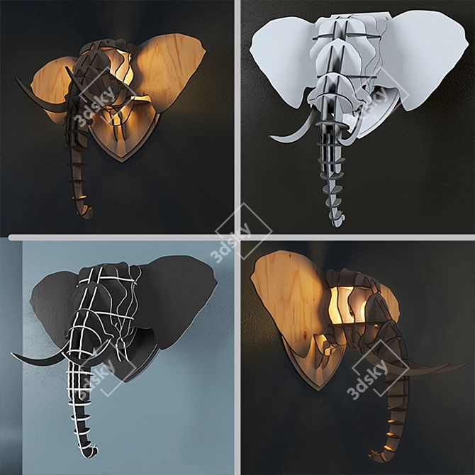 Elephant Head Wall Sconce 3D model image 2