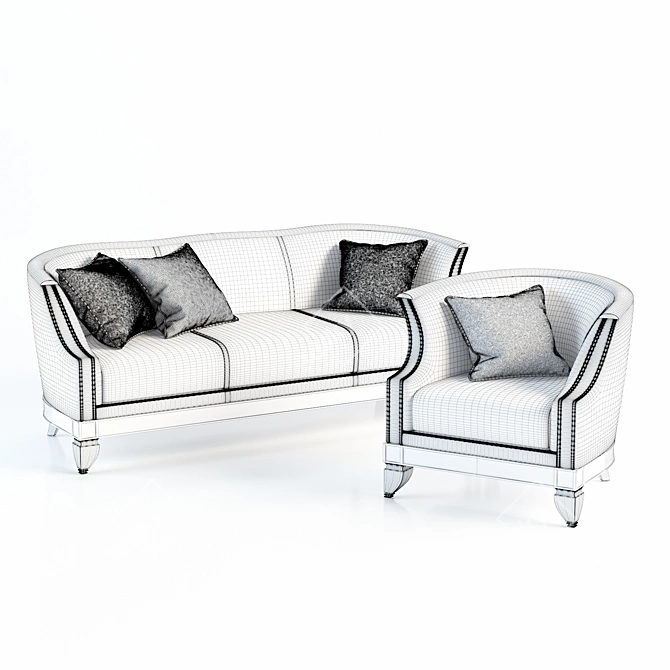 Sophisticated Italian 3-Seater Sofa 3D model image 2