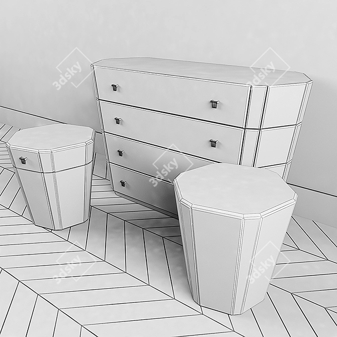 Luxurious Chest of Drawers & Pedestals by Roberto Cavalli 3D model image 2