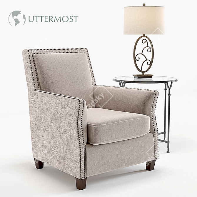 Elegant Uttermost Darick Armchair & Set 3D model image 1