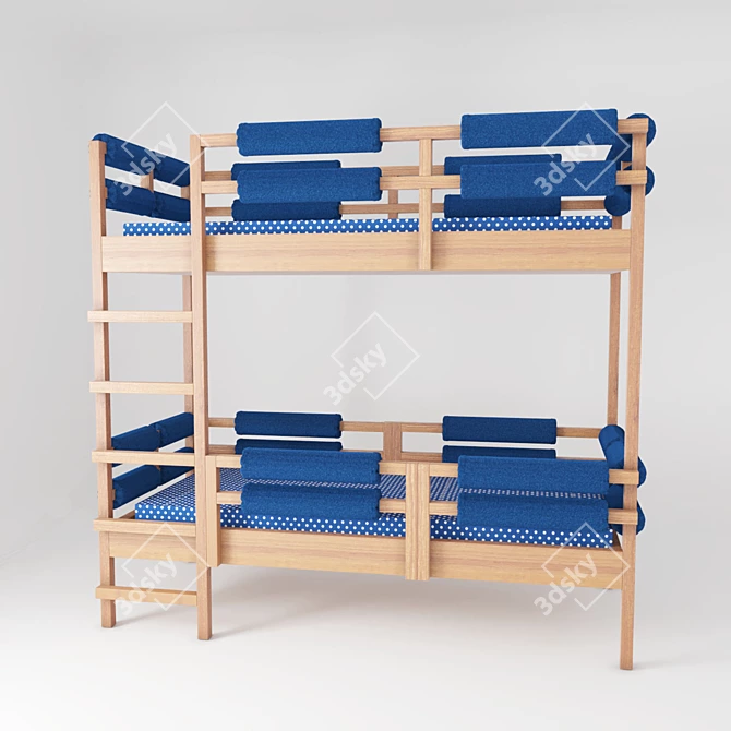 Space-Saving Kids Bunk Bed 3D model image 1