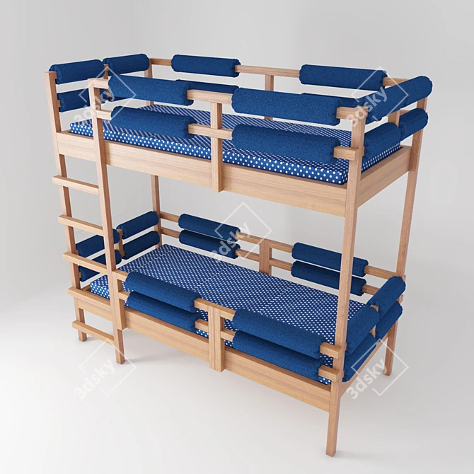 Space-Saving Kids Bunk Bed 3D model image 2