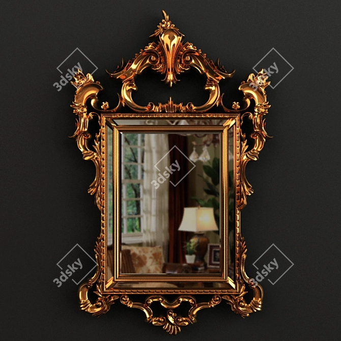 Elegant Italian Rococo Mirror Frame 3D model image 1