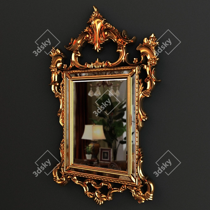 Elegant Italian Rococo Mirror Frame 3D model image 2
